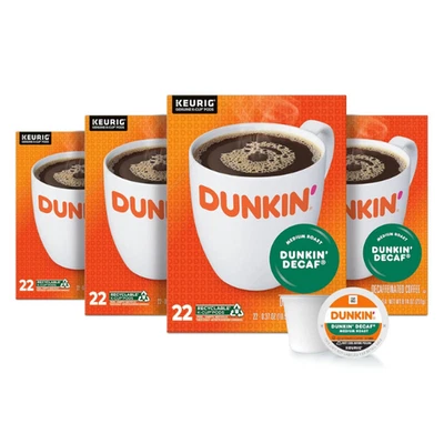 NEW Dunkin' Decaf Medium Roast Coffee K-Cup Pods, 88 Ct (Free&Fast Shipping)) - Image 1 of 4