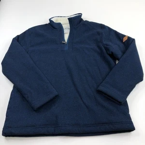 Orvis Medium Sherpa Lined Pullover 1/4 Quarter Zip Mock Neck Sweater Blue - Picture 1 of 7