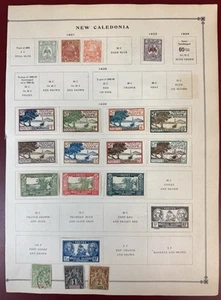 Nueva Caledonia, 1916-1928, lote de 33 diferentes como nuevos y usados en páginas - Imagen 1 de 2