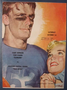 Programa de fútbol de la escuela secundaria de finales de la década de 1940 - Bradford, Pensilvania - San Bernardo - Imagen 1 de 3