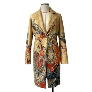 Chicos Damen Größe 00 Topper Paisleymuster Kunstleder Rattan Mantel - Bild 1 von 9