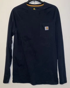 Carhartt Force LS Men's Shirt Black S Small Relaxed Fit Pocket Logo - Picture 1 of 6