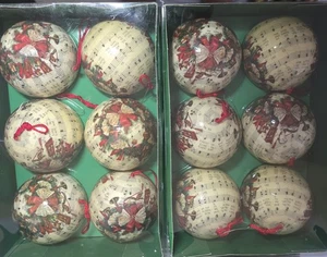 12 Noten Weihnachtsschmuck Pappmaché Decoupage - Vintage Deko - Bild 1 von 11