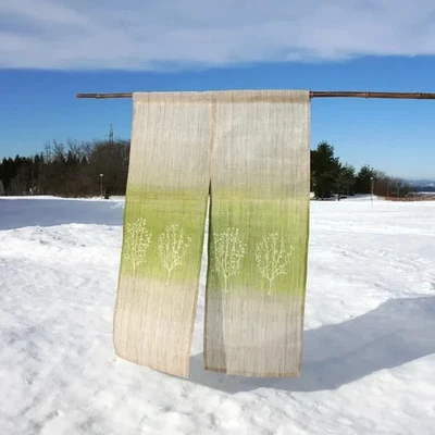 Aesthetic Japanese Linen Long Noren - Traditional Simple Door Shop Curtain Beige - Image 1 of 4