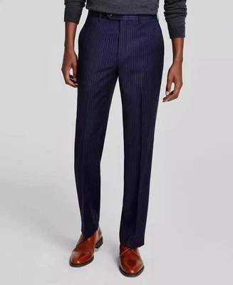 Michael Kors Men's Blue Pinstripe Classic-Fit Stretch Wool Suit Pants  34W 34L - Image 1 of 3