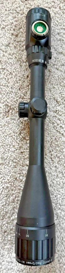 Mira para rifle Leapers 6-25x50 roja/verde Mil-Dot AO **Falta cubierta de perilla EZ TAP** Foto 1 de 4