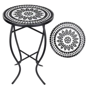 Mosaic Patio Side Table Outdoor Accent Table Bistro Coffee Table Plant Stand ... - Picture 1 of 7