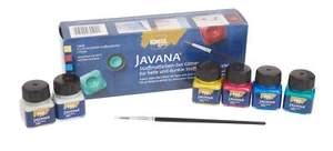 Juego de pintura textil KREUL Javana brillo telas claras/oscuras colores básicos juego de 7 - Imagen 1 de 3