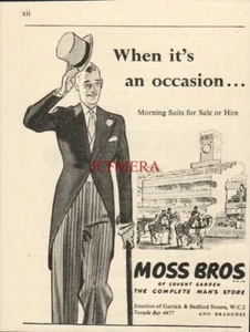 MOSS Bros. Morning Suits Sale or Hire 1952 ADVERT Small Vintage Print Ad 683/60 - Picture 1 of 1