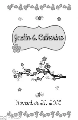 10 decoraciones personalizadas de centro de mesa de vitela para boda flor de cerezo Foto 1 de 3