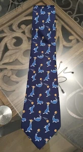 HERMES VINTAGE TIE BLUE SEALS SEA LION SILK RARE - Picture 1 of 1