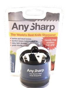 ANY SHARP KNIFE SHARPENER WITH SUCTION CUP GRIP, SHARPENS SERRATED KNIVES TOO - Picture 1 of 4