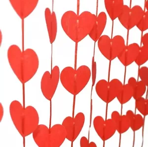 80 Red Hearts Felt Garland – Valentines Day Red Heart Hanging String Garland - Picture 1 of 6