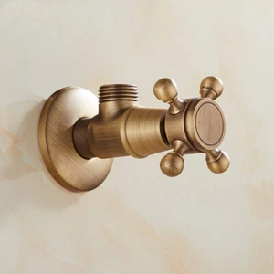 Antique Brass 1 Pcs Bathroom Angle Stop Valve 1/2" Male x 1/2" Male Thread - Picture 1 of 7