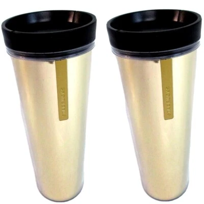 2 Pack Of Starbucks 16oz Gold Tumbler Coffee Tea Sipping Cup - Image 1 of 4