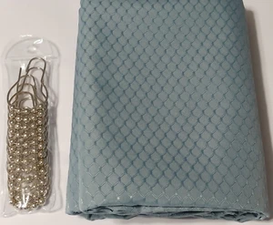 Shower Curtain 72" x 72" light blue diamond pattern waterproof 12 metal hooks - Picture 1 of 9