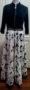 Ladies Unique Vintage Handcrafted Gown - Velvet Upper - Raised Floral- 37" Chest - Picture 1 of 12