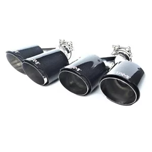 NETAMI 2.5″ Quad Outlets Stainless Steel Carbon Fiber Exhaust Tips Chrome Polish - Picture 1 of 5