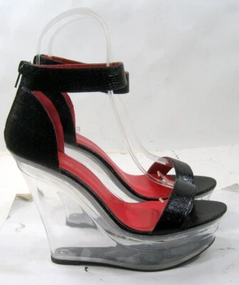 Nuevo Negro/CLARO 5" Tacón de Cuña Alto 1.5" Zapatos de Plataforma Mujer Talla 6 Foto 1 de 4