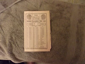 1930 Boston Braves Media Guide Programa ROSTER GEORGE SISLER CONEJO MARANVILLE ANUNCIO - Imagen 1 de 4