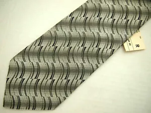 NWT Fratelli Moda Mens Necktie Tie Silver Gray Black Geometric Silk 57" NEW - Picture 1 of 4