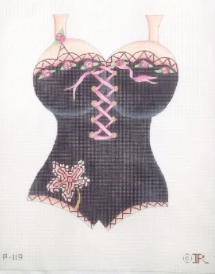 Renaissance Designs HP needlepoint canvas Victoria's Secret Purse w/ handles 14m - Image 1 of 4