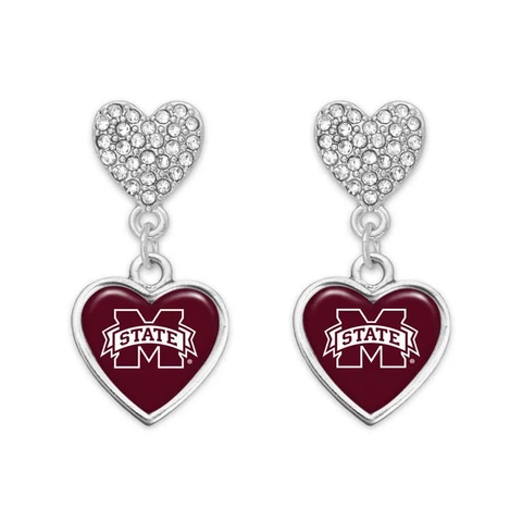 Mississippi State Bulldogs Amara Silver Crystal Dangle Earrings Jewelry Gift MSU Cover