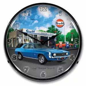 SS Camaro 1969 estación del Golfo reloj LED garaje aceite coche hombre cueva iluminado nostálgico - Imagen 1 de 2