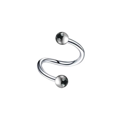2X Steel 3/4/5mm CZ Ball Spiral Ear Stud Twist 6-10mm Ring Bar Eyebrow Piercing - Image 1 of 4