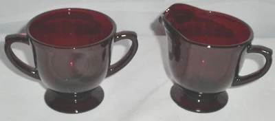 Vintage Anchor Hocking Royal Ruby Red Sugar Bowl and Creamer - Image 1 of 4