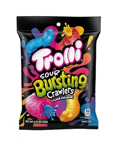 Trolli Sour Bursting Crawlers Sour Gummy Candy 4.25 Ounce Pack of 12 - Picture 1 of 7