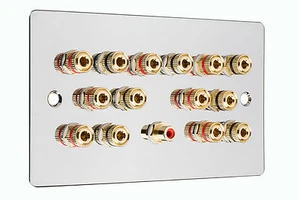 Placa frontal de pared de audio AV de altavoz 7.1 - cromo pulido - NO SE REQUIERE SOLDADURA - Imagen 1 de 1
