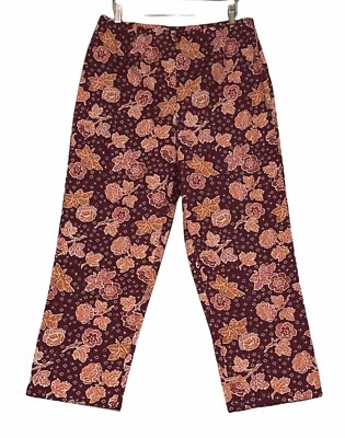 CASUAL CORNER StretchCotton Sz 8 Autumn Garden MultiPrint Side Zip Crop Pant NWT - Image 1 of 4