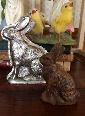Primitive Chocolate Bunny Rabbit Resin Mold Figurine ~ Mini 3" - Image 1 of 4