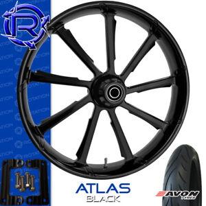 Rotation Atlas Gloss Black Motorcycle Wheel Kawasaki Vaquero Vulcan Package 21"