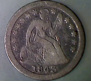 1843-O SEATED LIBERTY DIME , FINE + , Full liberty , rare date ! - Picture 1 of 2