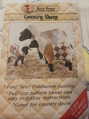 COUNTRY SHEEP Sewing Pattern Patchwork Quilt Plush by Patch Press 12" 17" & 23" - Image 1 of 4