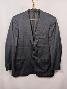 Traje de Lana Para Hombres 44 R Canali Etiqueta Marrón Gris Carbón Multi Rayas Hecho en Italia - Imagen 1 de 17