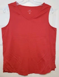 Rotes Damen-Tanktop aus PIMA-BAUMWOLLE mit V-Ausschnitt von J. JILL, Größe MP - Bild 1 von 1