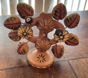Mexican Pottery Folk Art Tree of Life Candle Holder Candelabra 4.75" Tall Read - Picture 1 of 7