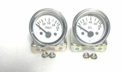 Gauges Oil pressure Volt (52mm)Fit Smiths in White face Chrome Bezel - Image 1 of 4