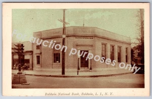 Baldwin, NY: Baldwin National Bank, cartolina vintage Long Island LI New York inutilizzata - Foto 1 di 2