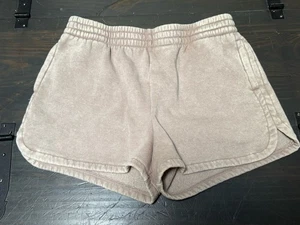 Zenana Beige Tan Mid Rise Athletic Sweat Shorts Women’s Size Large - Picture 1 of 4