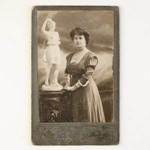 Antique Cabinet Photo Lady with Statue, Schneider & Co Odessa, Imperial Russia - Picture 1 of 11