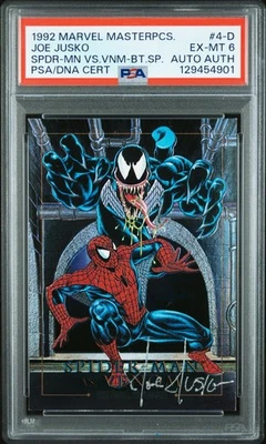 1992 MARVEL MASTERPIECES JOE JUSKO AUTO SPIDER-MAN VS. VENOM PSA 6 DNA AUTO AUTH - Image 1 of 2