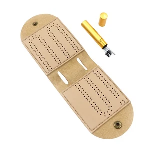 Cribbage Set Gioco da Tavolo in Pelle PU Cribbage Set da Viaggio con 4 Picchetti in Metallo Pieghevole - Foto 1 di 8