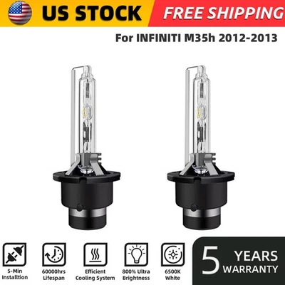 2PCS For INFINITI M35h 12-13 D2S Xenon HID Headlight Bulbs High&Low Beam 6000K - Image 1 of 4
