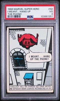 1966 Donruss Marvel Super Heroes #42 Spider-Man I Meant… Hang Up The PSA Graded - Image 1 of 2