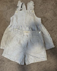 Hope and Henry Girls Blue and White Striped Shorts Set Top Size M, Shorts Size 7 - Picture 1 of 19