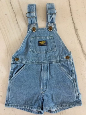 Mono OshKosh de Colección Niños 4 Azul Denim Jean Babero Corto Hecho en EE. UU. Años 90 Vestbak Foto 1 de 4